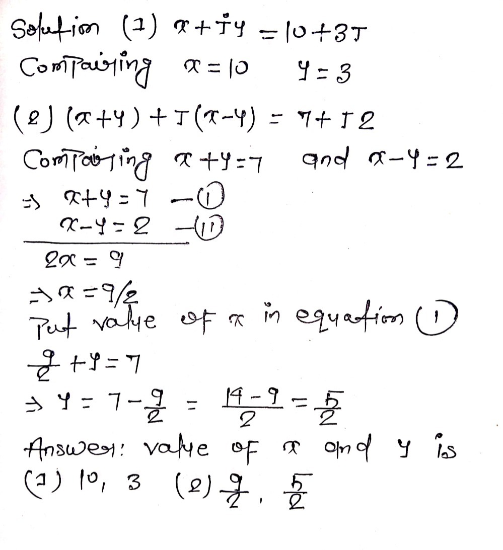 L Solve For X And Y If 1 X Jy 10 3j X Y Jx Y 7 Gauthmath