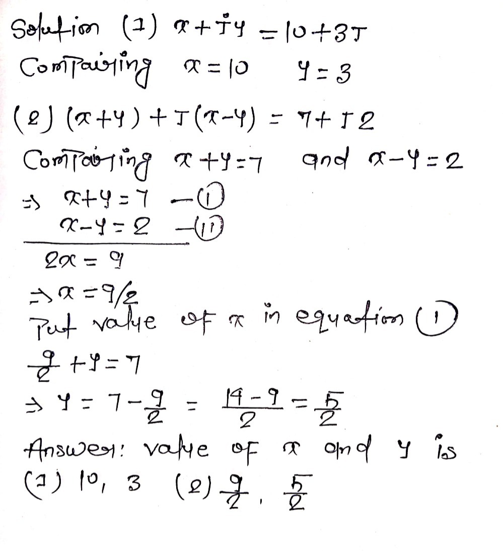 L Solve For X And Y If 1 X Jy 10 3j X Y Jx Y 7 Gauthmath