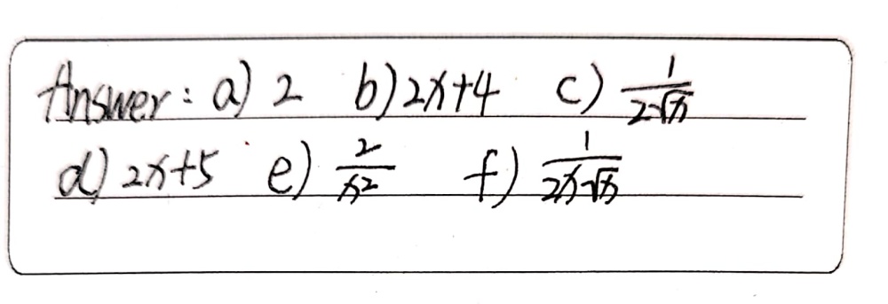 Find The Derivatives By Using First Principle A 2x Gauthmath Find The Derivatives By Using First Principle A 2x Gauthmath