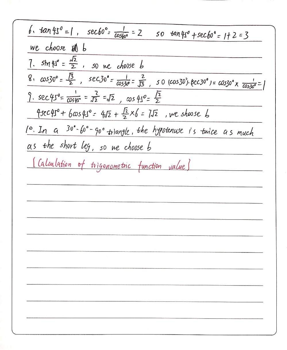 6 Tan 45 Sec 60 Underline A 1 B 3 D 4 Gauthmath
