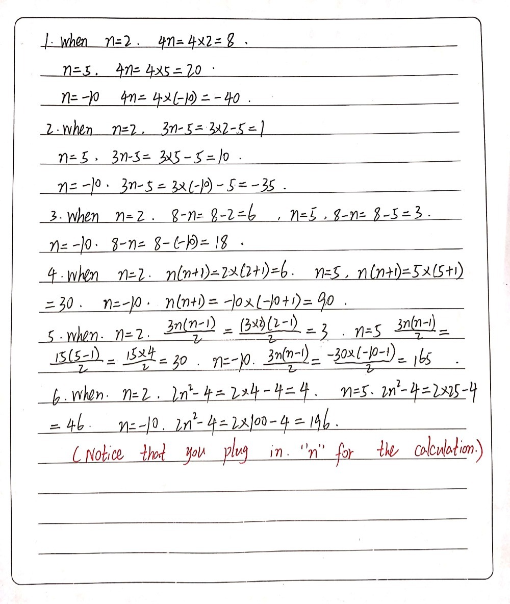 Evaluate Each Of The Following Expressions For N 2 Gauthmath Evaluate Each Of The Following Expressions For N 2 Gauthmath