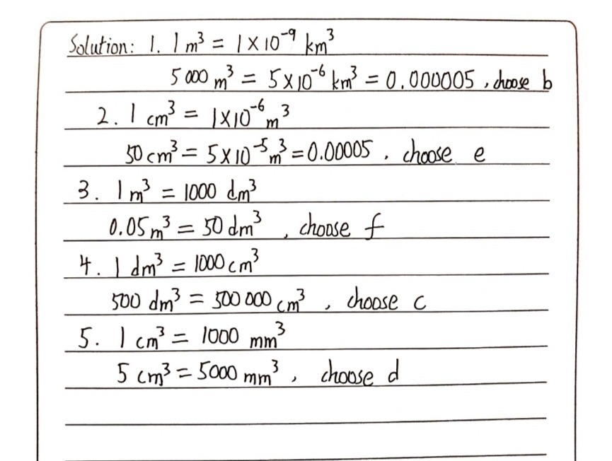 A 1 5 000 M3 Km3 A 500 2 50 Cm3 M3 B 0 000 Gauthmath