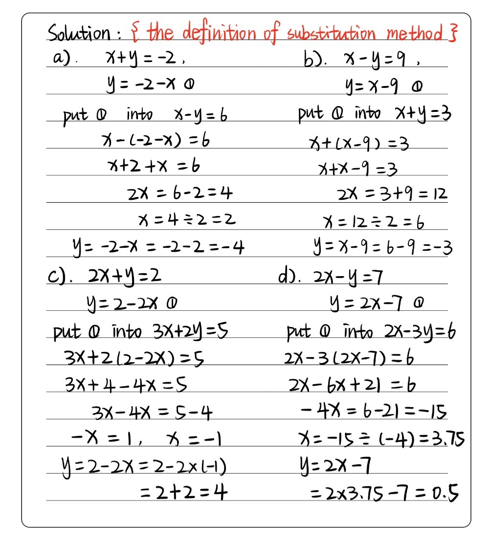 3 Solve Each Linear System Using The Substitution Gauthmath