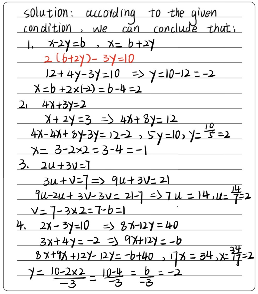 Solve The Following Simultaneous Linear Equations Gauthmath