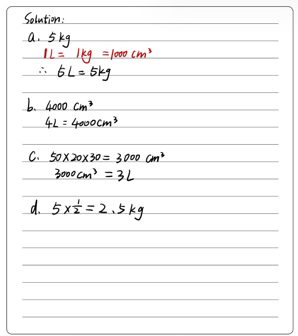 For Water Under Standard Conditions Ume Capacity M Gauthmath