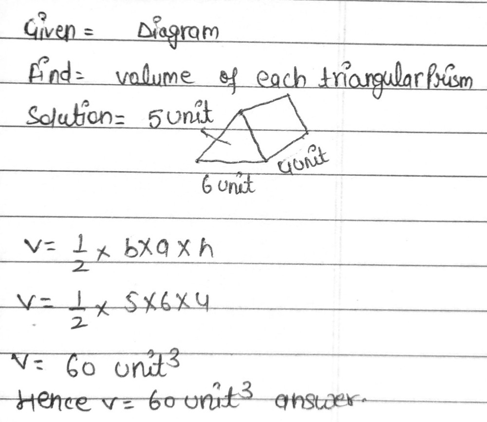 Calculate The Volume For Each Triangular Prism E Gauthmath