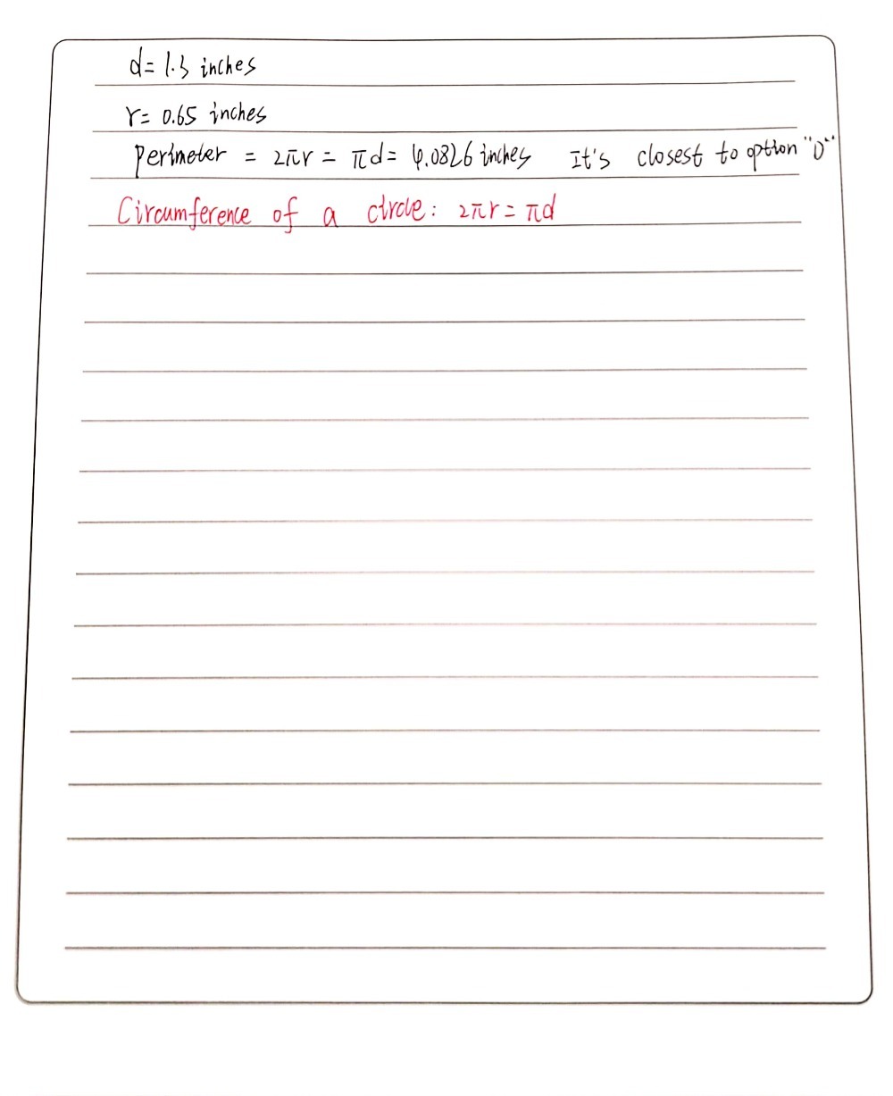5 A Circle Has A Diameter Of 1 3 Inches Which Mea Gauthmath
