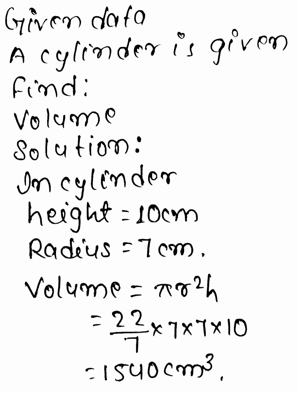 E Volume Of Each Given Figure 8 R 7cm P 22 Gauthmath