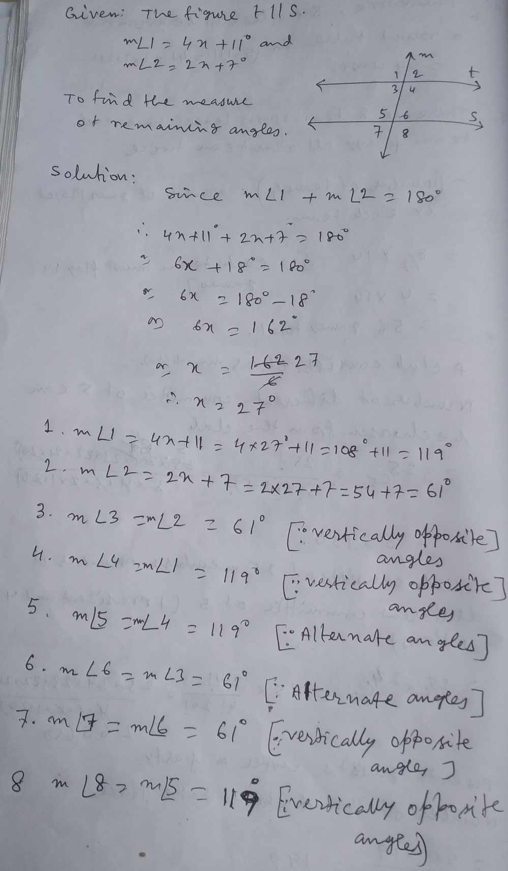 Angle 1 4x 11 And 4 From The Figure T Ii Gauthmath