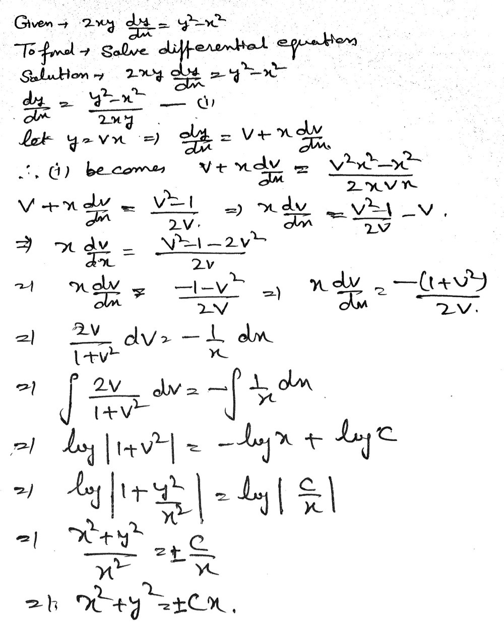 4 A Solve The Differential Equation 2xy Dy Dx Gauthmath
