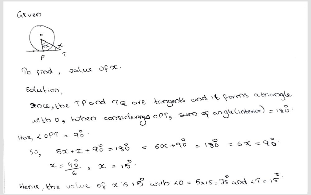 Tp Form Math Solved: In the diagram, TP and TQ are tangents to a circle with centre ...