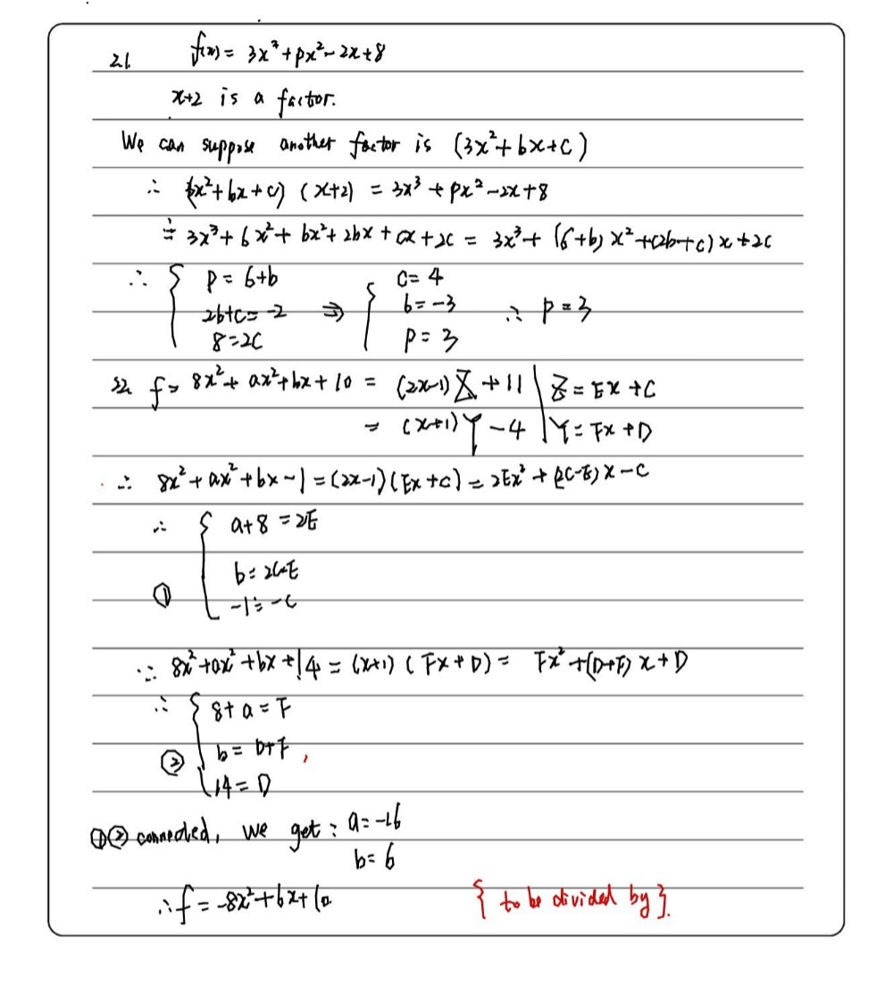 2 1 If X 2 Is A Factor Of Fx 3x3 Px2 2x 8 Determ Gauthmath