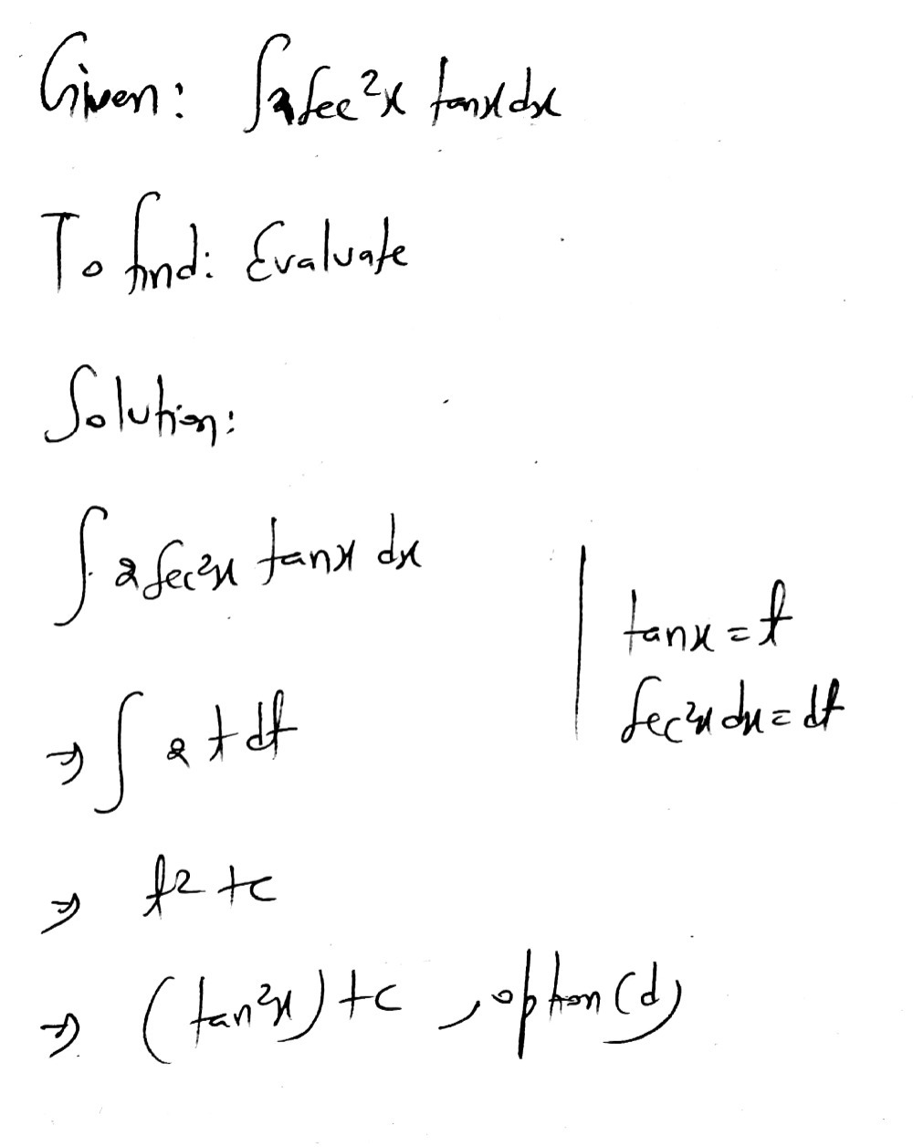 10 Evaluate The Indefinite Integral T 2sec Gauthmath