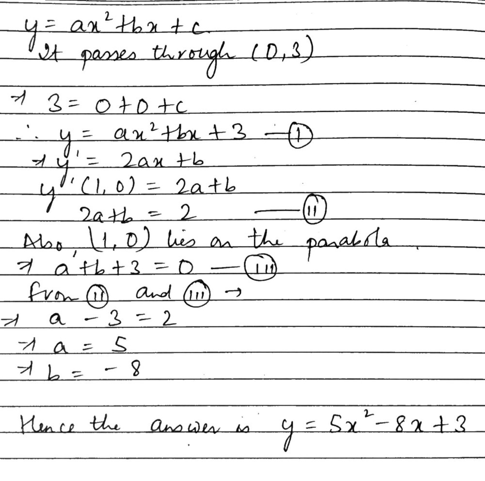 Myn Find An Equation Of The Parabola Y Ax2 Bx C Th Gauthmath