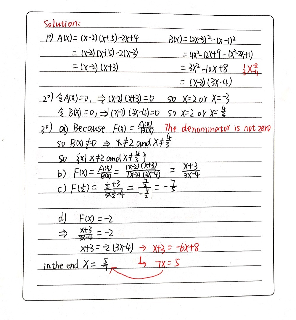 Given The Two Expressions Ax X 2x 5 2x 4 And Bx 2 Gauthmath