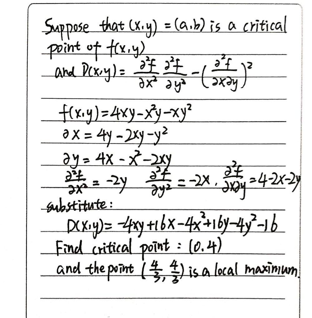 Find And Classify All Critical Points Of Fx Y 4xy Gauthmath Find And Classify All Critical Points Of Fx Y 4xy Gauthmath