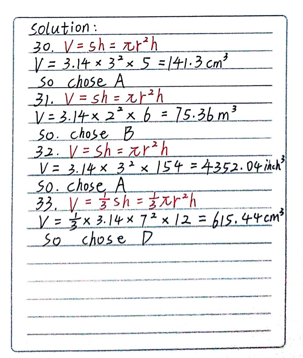 30 Calculate The Volume Of Cylinder If R 3cm And Gauthmath