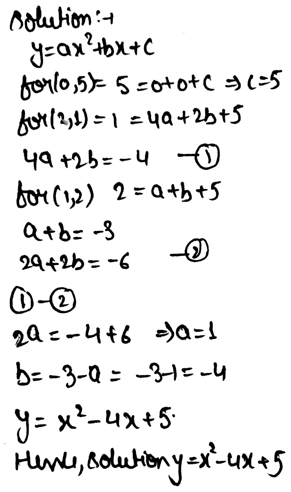 Write A Quadratic Equation That Goes Through The P Gauthmath