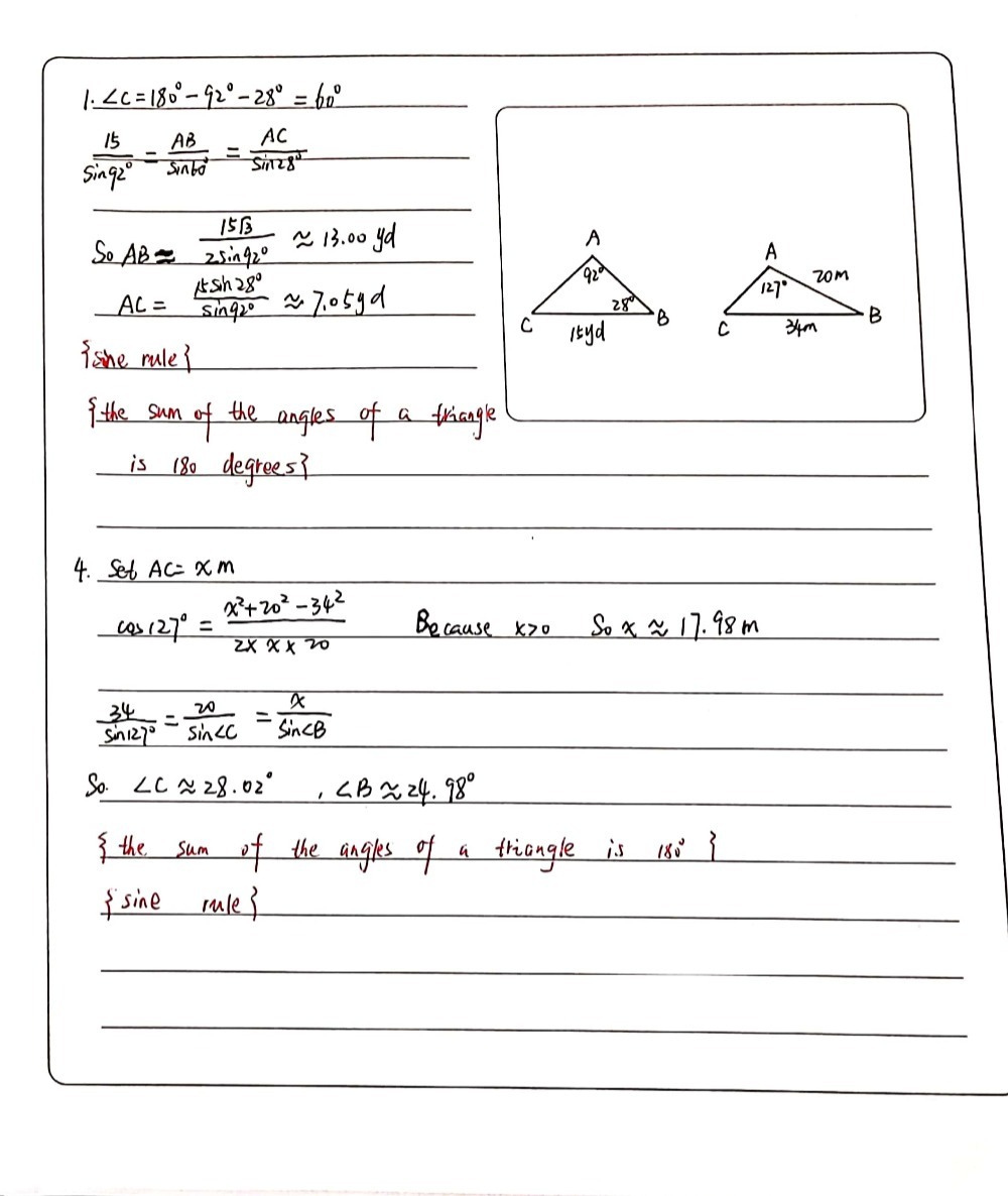 Solved: ACTVY Direction: Solve for the missing sides and angles given ...