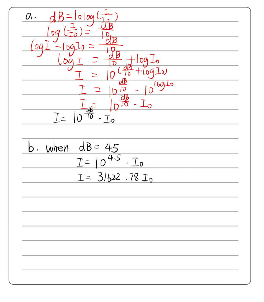 A Change The Subject Of Db 10 Log Frac Ii 0 To I Gauthmath