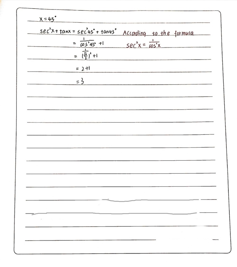2 If X 45 Then Sec 2x Tan X Is Equal To Gauthmath 2 If X 45 Then Sec 2x Tan X Is Equal To Gauthmath