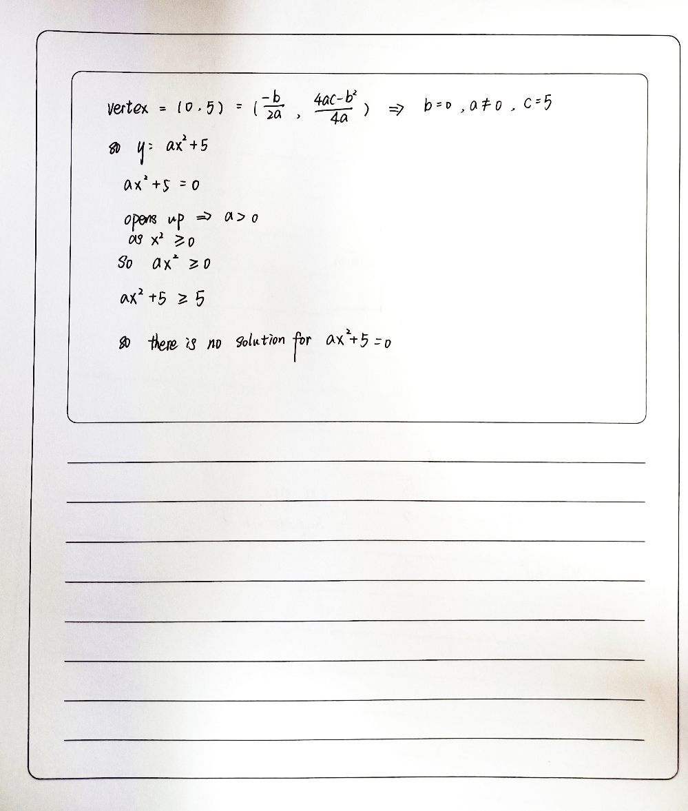 The Graph Of Y Ax2 Bx C Is A Parabola That Opens U Gauthmath