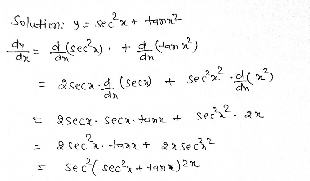 7 Differentiate Y Sec 2x Tan X2 A 0 B Tan Xsec Gauthmath