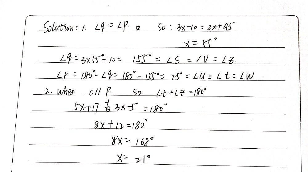 1 B Mangle Q 3x 10 And Mangle S 2x 45 Find The Ind Gauthmath