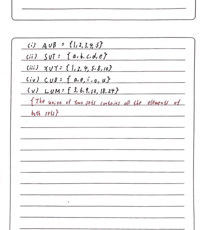 1 Find The Union Of The Following Sets 1 A Gauthmath