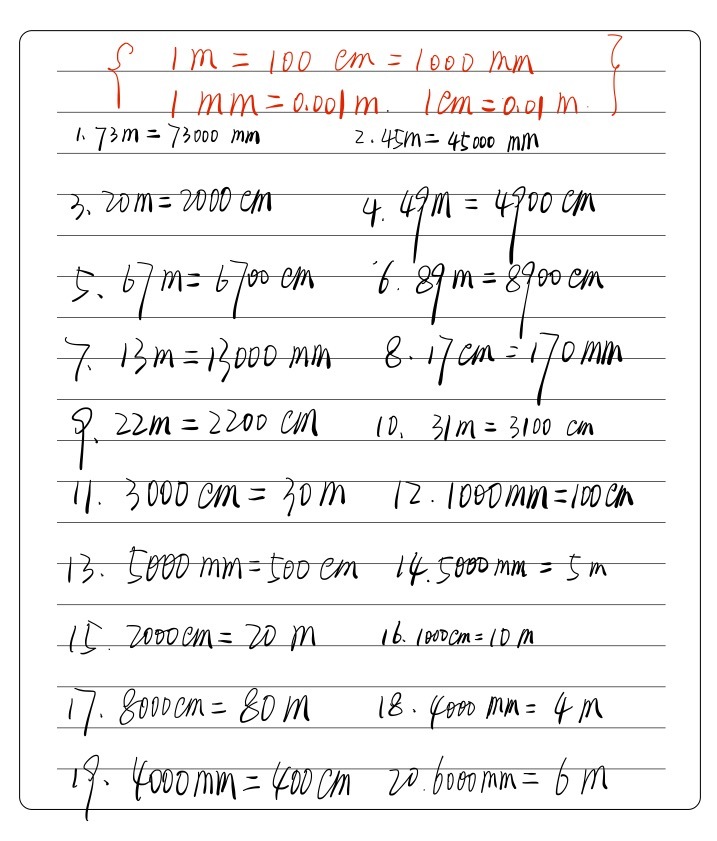 Note 1 Kilometer Km 1 000 Meter M 1 M 100 Centim Gauthmath