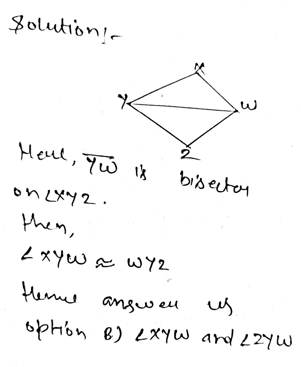 Solved: isects ∠ XYZ definition of angle bisector? which two angles are ...