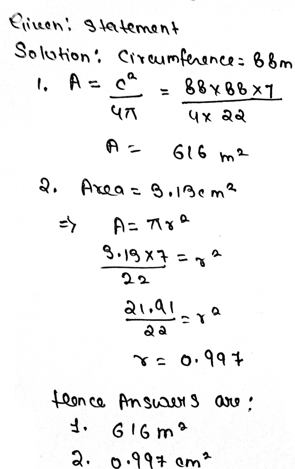 1 The Circumference Of A Circular Marker Is Gauthmath