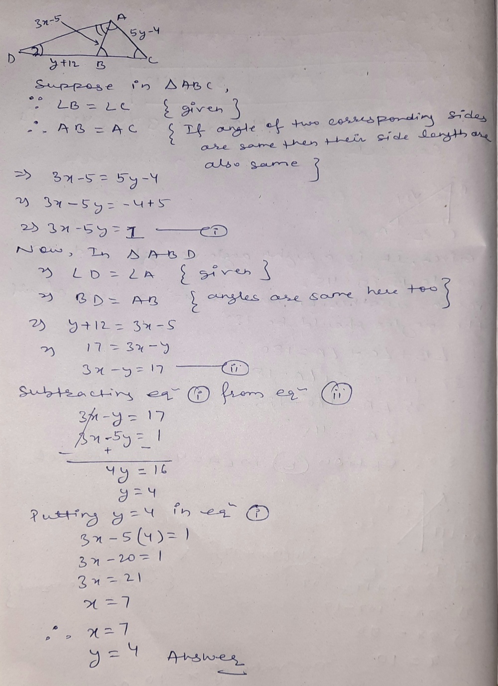 Find The Values Of Ae And Y S Gauthmath