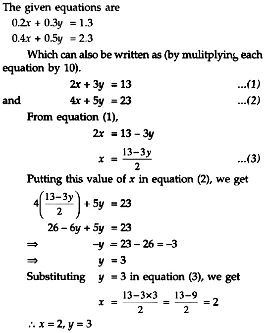 Example 2 Solve The Following Pairs Of Linear Equationsby Substitution Method 0 2x 0 3y 1 30 4x 0 5y 2 3 Snapsolve