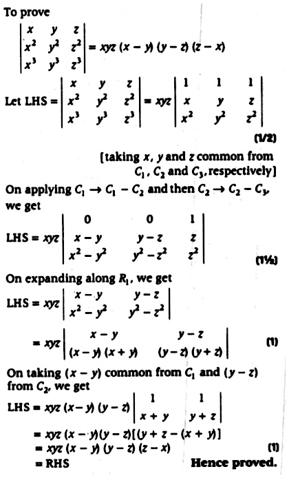 Using Properties Of Determinants Provethatbegin Vmatrix X Y Z X 2 Y 2 Z 2 X 3 Y 3 Z 3 End Vmatrix Xyz X Y Y Z Z X Snapsolve