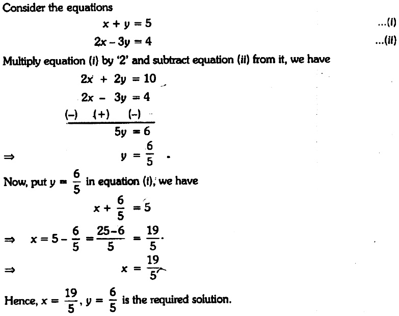 Solve The Following Pair Of Linear Equations By The Elimination Method X Y 52x 3y 4 Snapsolve