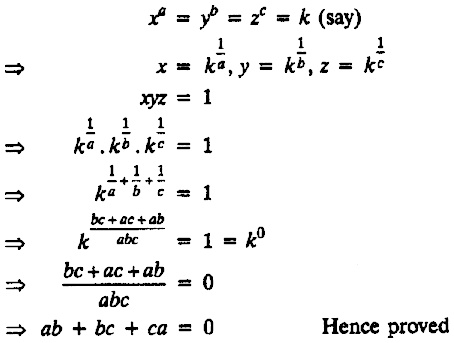 If X A Y B Z C And Xyz 1 Prove That Ab Ca 0 Snapsolve