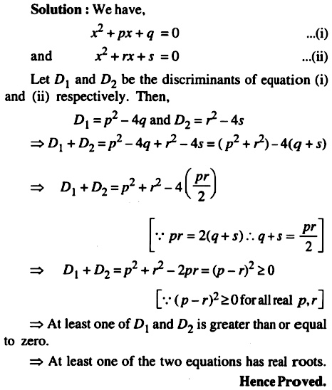 Q 3 If P Q R And S Are Real Numbers Such Thatpr 2 Q S Then Show That At Least One Of The Twoequations X 2 Px Q 0 And X 2 Rx S 0 Has Realroots Snapsolve Q 3 If P Q R And S Are Real Numbers Such Thatpr 2 Q S Then Show That At Least One Of The Twoequations X 2 Px Q 0 And X 2 Rx S 0 Has Realroots Snapsolve