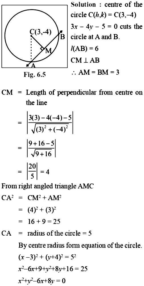 Tex Ex 5 Tex Find The Equation Of The Circle Whose Centre Is At Tex 3 4 Tex And The Line Tex 3x 4y 5 0 Tex Cuts The Circle At A And B Where Tex I Ab 6 Tex Snapsolve