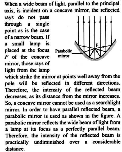 Why A Parabolic Mirror Is Used Instead, Why Parabolic Mirror Is Used In Searchlight