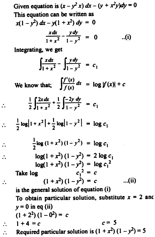 For Each Of The Following Differential Equations Find Theparticular Solution Satisfying The Given Condition X Y 2 X Cdot Dx Y X 2 Y Cdot Dy 0 When X 2 Y 0 Snapsolve