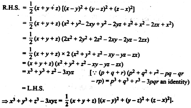 Verify That X 3 Y 3 Z 3 3xyz Frac 1 2 X Y Z X Y 2 Y Z 2 Z X 2 Snapsolve