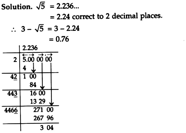 Example 7 Find The Square Root Of 5 Correct To 2 Decimal Places Hence Find The Value Of 3 Sqrt 5 Snapsolve