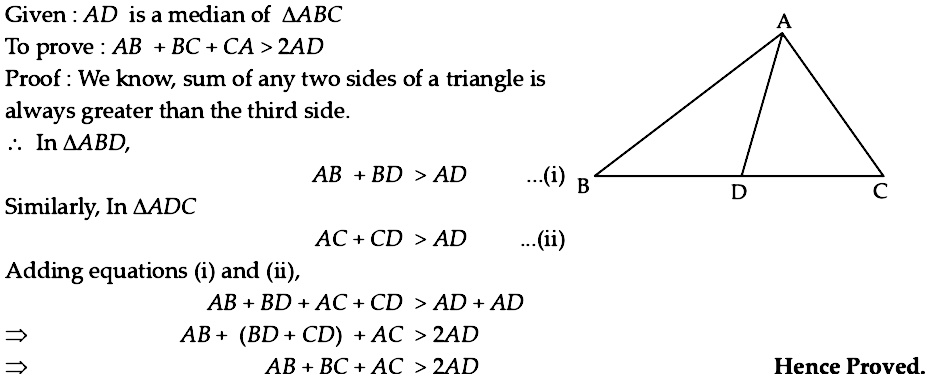 Q 16 Q Answer The Following Questions If Ad Is A Median Of Delta Abc Then Prove That Ab Ca 2 Ad Snapsolve