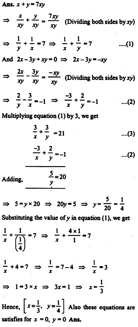 Solve The Following Simultaneous Linear Equationsx Y 7xy 2x 3y Xy 0 Snapsolve