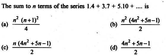 The Sum To N Terms Of The Series 1 4 3 7 5 10 Is A Frac N 2 N 1 2 4 Frac N 2 4n 2 5n 1 2 B C Frac N 4n 2 5n 1 2 Frac 4n 2 5n 1 2 D Snapsolve