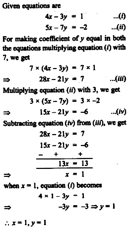 Solve For X And Y By The Method Ofelimination 4x 3y 1 5x 7y 2 Snapsolve