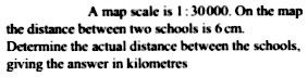 Solved: A map scale is 1:30000 . On the map the distance between two ...