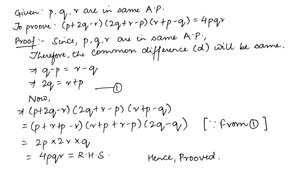 If P Q And R Are In Ap Then Prove That Left P 2q Rright Left 2q R Pright Left R P Qright 4mathit Pqr Snapsolve