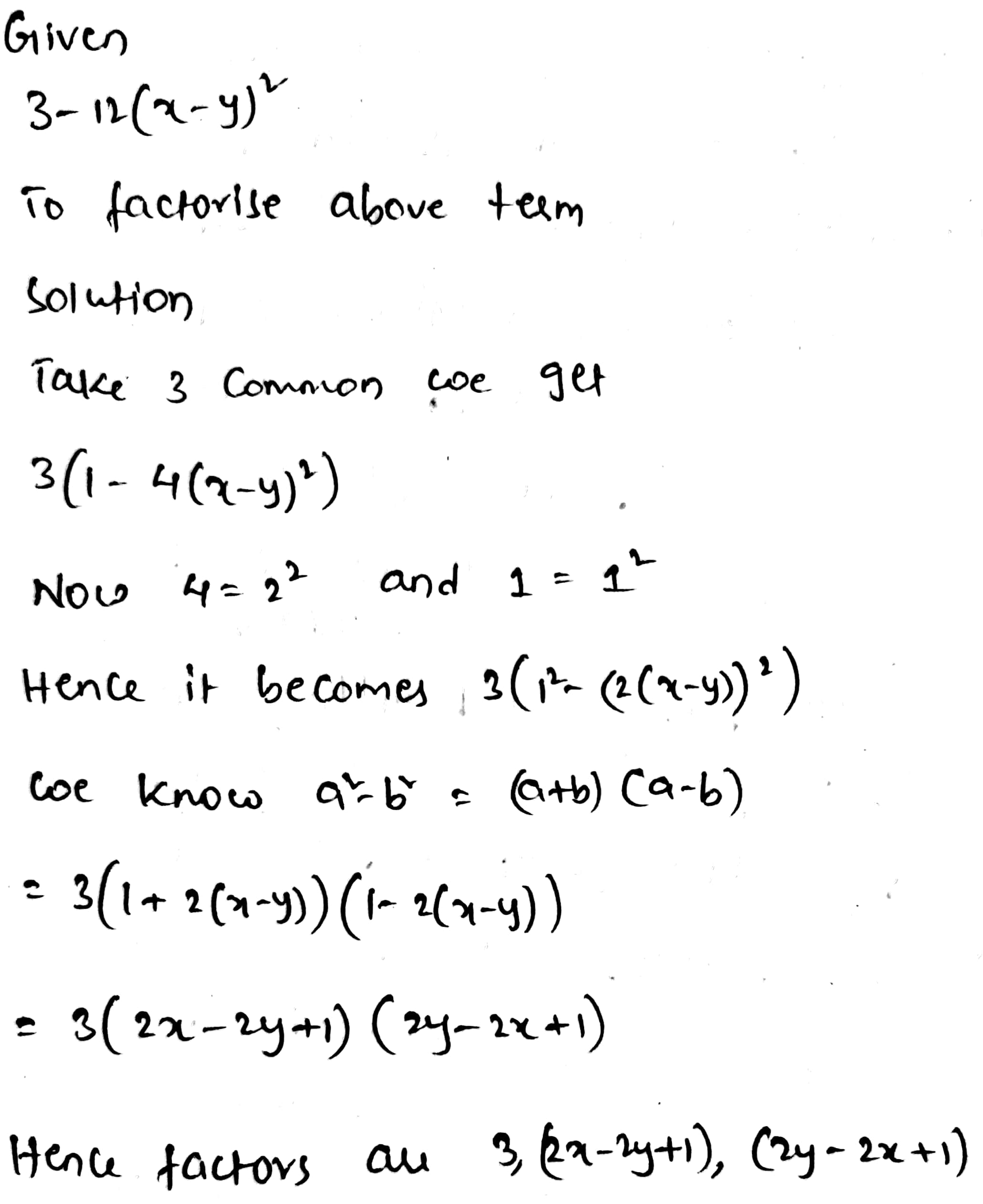 Factorise 3 12 X Y 2 Snapsolve